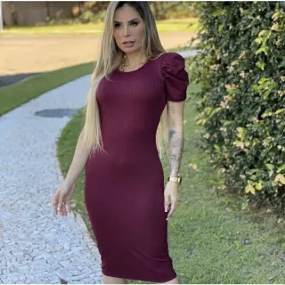 Vestido Princesa Manga Midi Evangélico - Rose