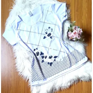 Estilosa Blusinha Manga Curta Plus Size Feminina Moda Evangelica Senhora - Preto