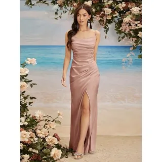 Vestido de Festa Luxo Longo com Fenda - 2 Modelos - Modelo 1 - Rose