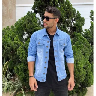 Pronta entrega: Jaqueta jeans masculina de alta qualidade - Jaqueta verde militar.