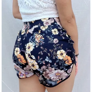 Moda Feminina Curto Soltinho Estampado/Liso Short - Vinho