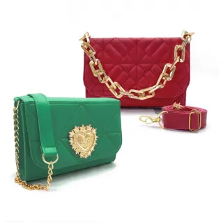 Bolsa Coração e Kit de Bolsas Transversais Femininas - Luxo - rosa/branco