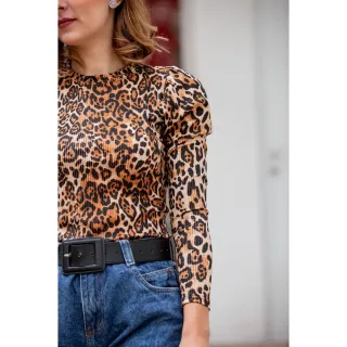 Manga Longa Canelada Blusa Princesa Onça - Onça