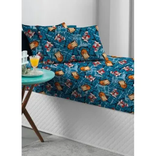 Estampas Infantis Geométricas Florais - Jogo de Lençol Solteiro 02 Peças - Único