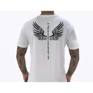 Asas Estampa Camiseta Masculina Frases Motivacional Balada - Branco-preto