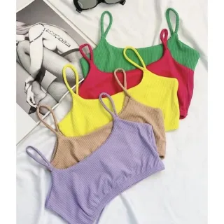 Canelado alça fina top cropped - Lilás