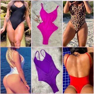 Moda Praia: Maiô Empina Bumbum Fio Dental Asa Delta - Tendência Blogueira - Rosa