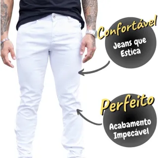 Acabamento Top Calça Jeans Masculina Branca Não Transparente - Calça Jeans Branca Lisa