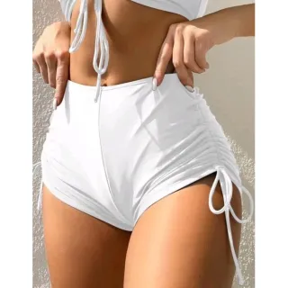 Lançamento 2022: Moda Praia Sukini - Shorts Calcinha feminino ajustável - Branco