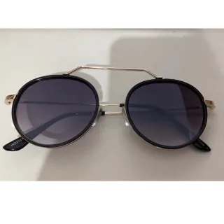 Óculos de Sol Feminino Redonda Metal Viale Original 2022 - DOURADO PRETO