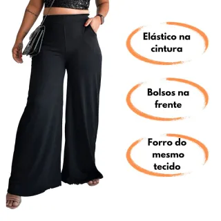 Pantalona Cintura Alta com Forro, Tamanho M ao G1 - Marsala