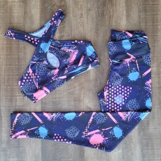 Feminino Fitness Conjuntos Calça e Top - Kit 3 Academia - Estampa variada