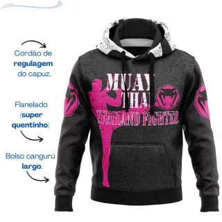 Vença no Muay Thai com o Moletom Chute No Peito Blusa Vencer Ou Aprende - Preto
