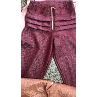 Cintura Alta Calça Legging Levanta Bumbum Com Ziper Cirre - Marrom  Claro