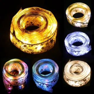 Laço de Natal com LED, Fita de Arame de Cobre - 10M - Lanterna dourada