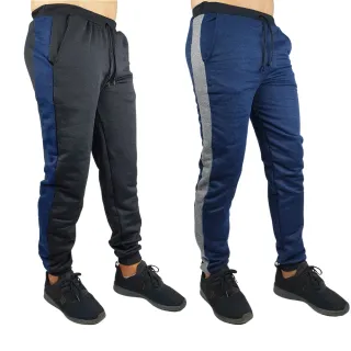 Fitness Calça Masculina Kit 2 Esporte Academia Moletom - 1 Preta 1 Azul