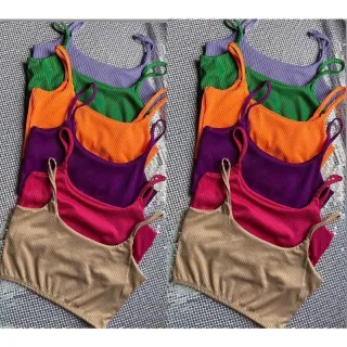 Canelado alça fina top cropped - Lilás