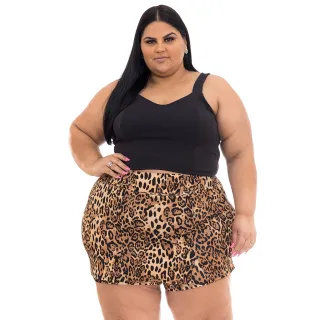 Envio Imediato Saia Feminino Plus Size Curto com Fenda na Lateral - Verde Militar