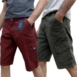 Bermuda Cargo Masculina Brim Preto Bege - Várias Cores - Verde