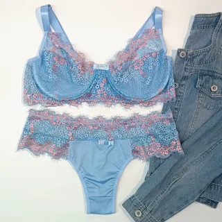 Conjunto Bicolor Plus Size 565 - Lingerie de Renda Tamanho Especial - Lilas/Verde