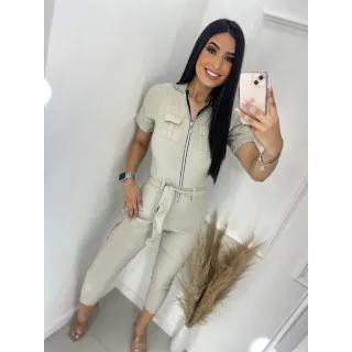 Promoção Macacão Jogger Feminino Blogueirinha Militar Inverno - Caramelo