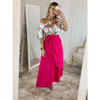 Multi Formas Saia Longa Envelope Lisa com Amarrar e Forro Viscolino - Saia Envelope Verde Bandeira