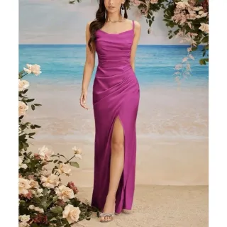 Vestido de Festa Luxo Longo com Fenda - 2 Modelos - Modelo 1 - Rose