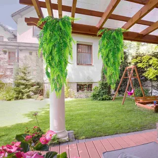 Decoração com Planta Artificial Pendurada - Folhagem Verde para Parede - KIT COM 4 FL-6692 VERDE