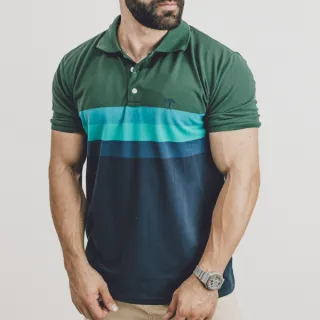 Chief Clothing - Camisa Polo Masculina de Malha Piquet Verão em 100% Algodão - Preto com Branco e Cinza