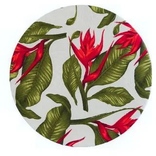 Decoração de Natal: Kit Mesa Posta com 18 Peças - Capas de Sousplat Estampado + Guardanapos + Argolas - Flores Vermelhas