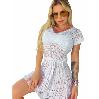 Rendada Feminina Fashion Linda Saída de Praia Piscina Banho - VERDE NEON2