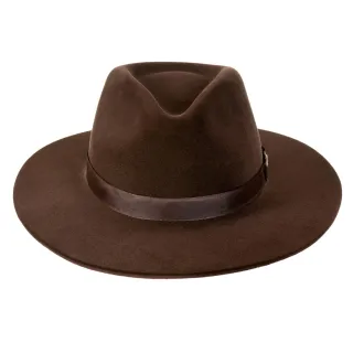 Novidade Unissex: Chapéu Fedora Clássico Café de Feltro com Aba Dura 7cm - GG