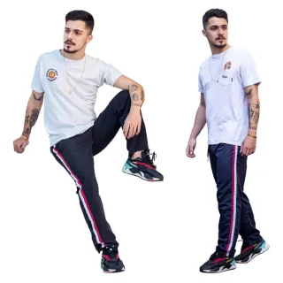 Uniforme Academia Tactel Adulto - 2 Calças Sem Forro - 1 PRETO-1 AZUL- MARINHO