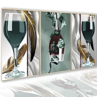 Arte Abstrata Moderna: Quadro Decorativo Pena Taça Copa - 120X60