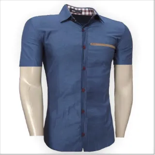 Camisa Manga Curta Slim Fit Social Masculina - Homem