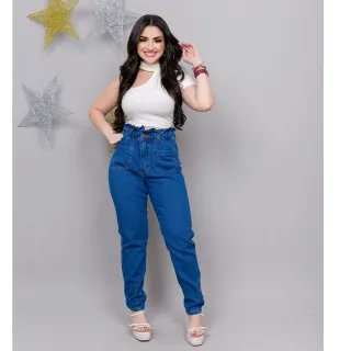Cintura Alta Calça Mom Jeans Moda Feminina Sem Lycra - Mom Jeans Clarinha