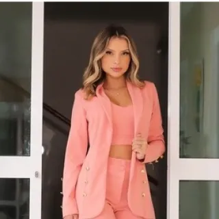 Feminino Blazer Neoprene Pra - Rosa