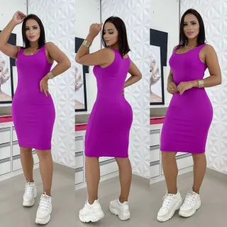 Tubinho midi em malha canelada: vestido feminino colado - Cinza Mescla