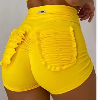 Short fitness feminino com bolso atrás e tecnologia EMPINA bumbum - Azul Royal