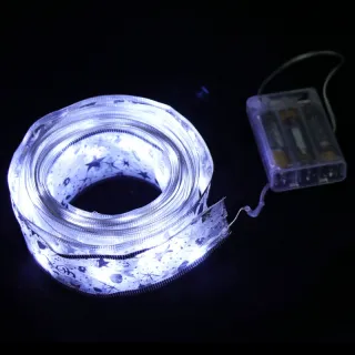 Laço de Natal com LED, Fita de Arame de Cobre - 10M - Lanterna dourada