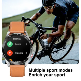 Relógio inteligente FILIEKEU com tela AMOLED e chamada bluetooth - Smartwatch multifuncional de luxo para Android IOS + caixa - Casca de Laranja