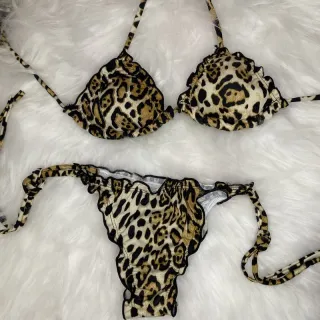 Fio Dental Biquíni Cortininha Feminino Empina Bumbum Amarração Bojo Removível - Zebra