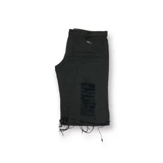 Promoção Bermuda Masculina Jeans Barato Preto Branco Desfiado - Branco