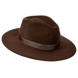 Novidade Unissex: Chapéu Fedora Clássico Café de Feltro com Aba Dura 7cm - GG