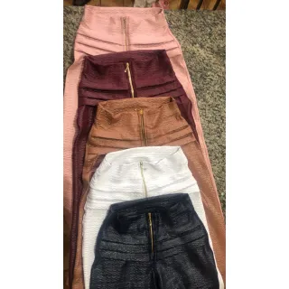 Cintura Alta Calça Legging Levanta Bumbum Com Ziper Cirre - Marrom  Claro