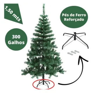 Pinheiro Canadense Verde Decoração Natal 150cm - Raryel - com decoração completa