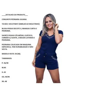 Moda Plus Size: Conjunto Shorts Pedraria Blusa Princesa P Xgg CPV - Branco