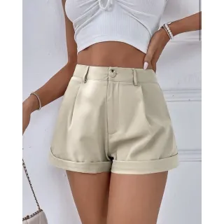 Short Feminino Social com Botões: estilo e elegância em uma peça - Verde bandeira -95