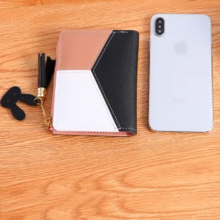 Forma Feminina Bloco de Cores com Zipper - Carteira de Mão - Rosa