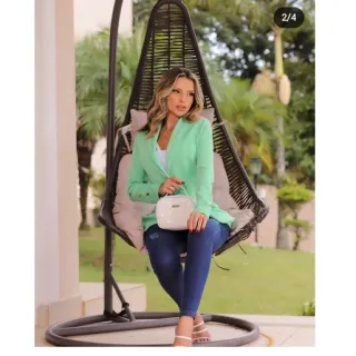 Feminino Blazer Neoprene Pra - Rosa